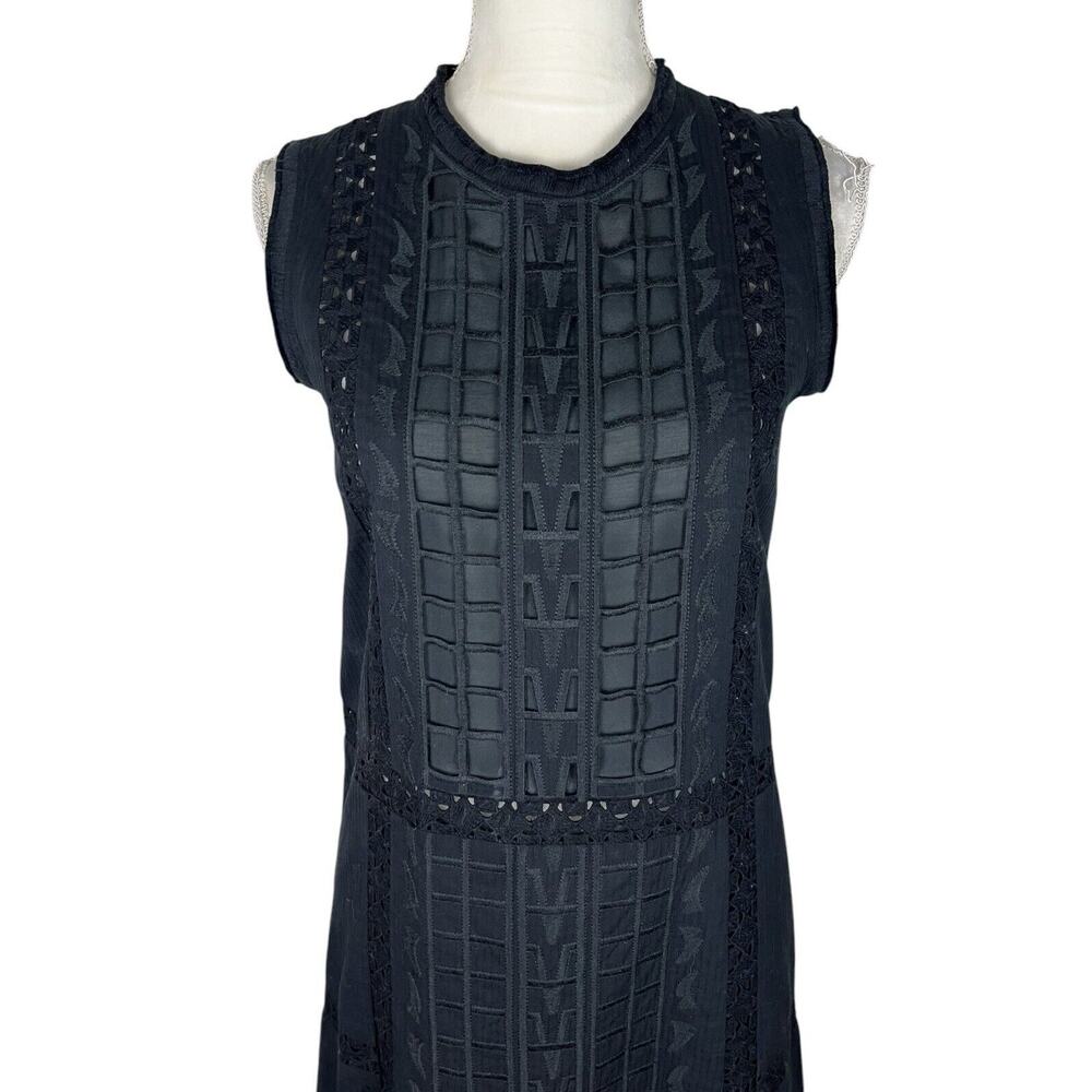 Sea New York Black Lace OVerlay Panel Maxi Dress Sleeveless Boho Minimalist Sz 2 - Picture 6 of 9